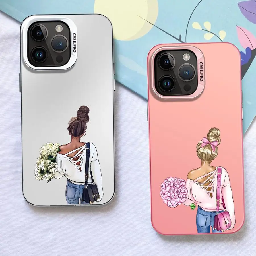 Funda trasera de teléfono para mujer urbana de dibujos animados para iPhone 12 XR 17Air 16 17 Pro Max 16e 14 11 15 Plus 13 XS - imagen 3