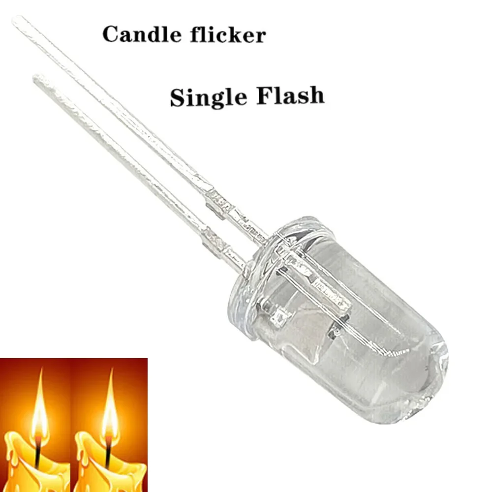 Vela parpadeante de 3 mm y 5 mm y blanco parpadeante único blanco cálido rojo verde amarillo 5 colores 20 diodos LED por color, un total de 100 - imagen 2