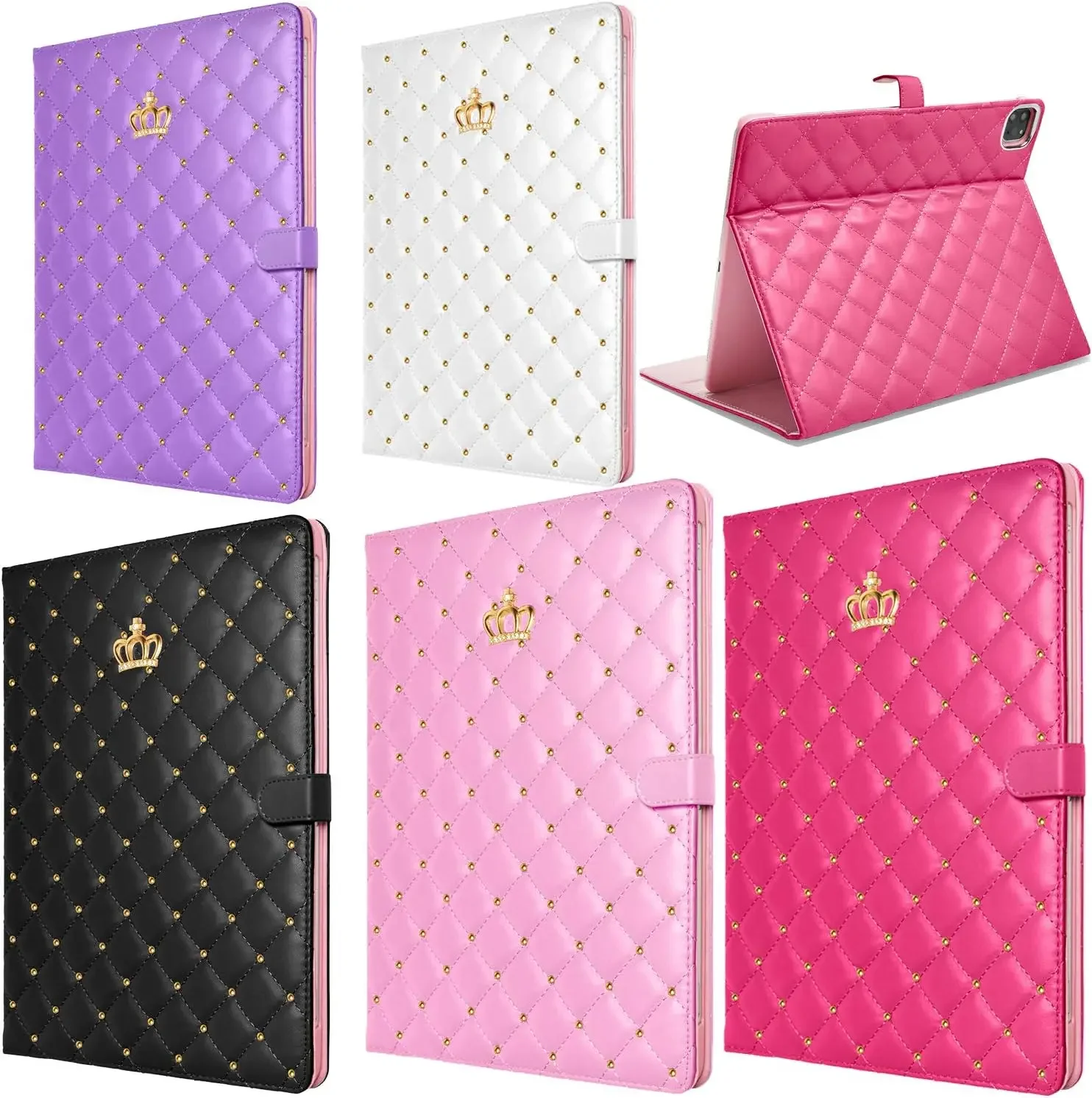 Funda de lujo con diamantes brillantes y corona para iPad Air 11 2024 Pro 11 9,7 10,2 Mini 4 5 6 Funda de cuero PU para iPad 7 8 9 10th 11th 2025 - imagen 4