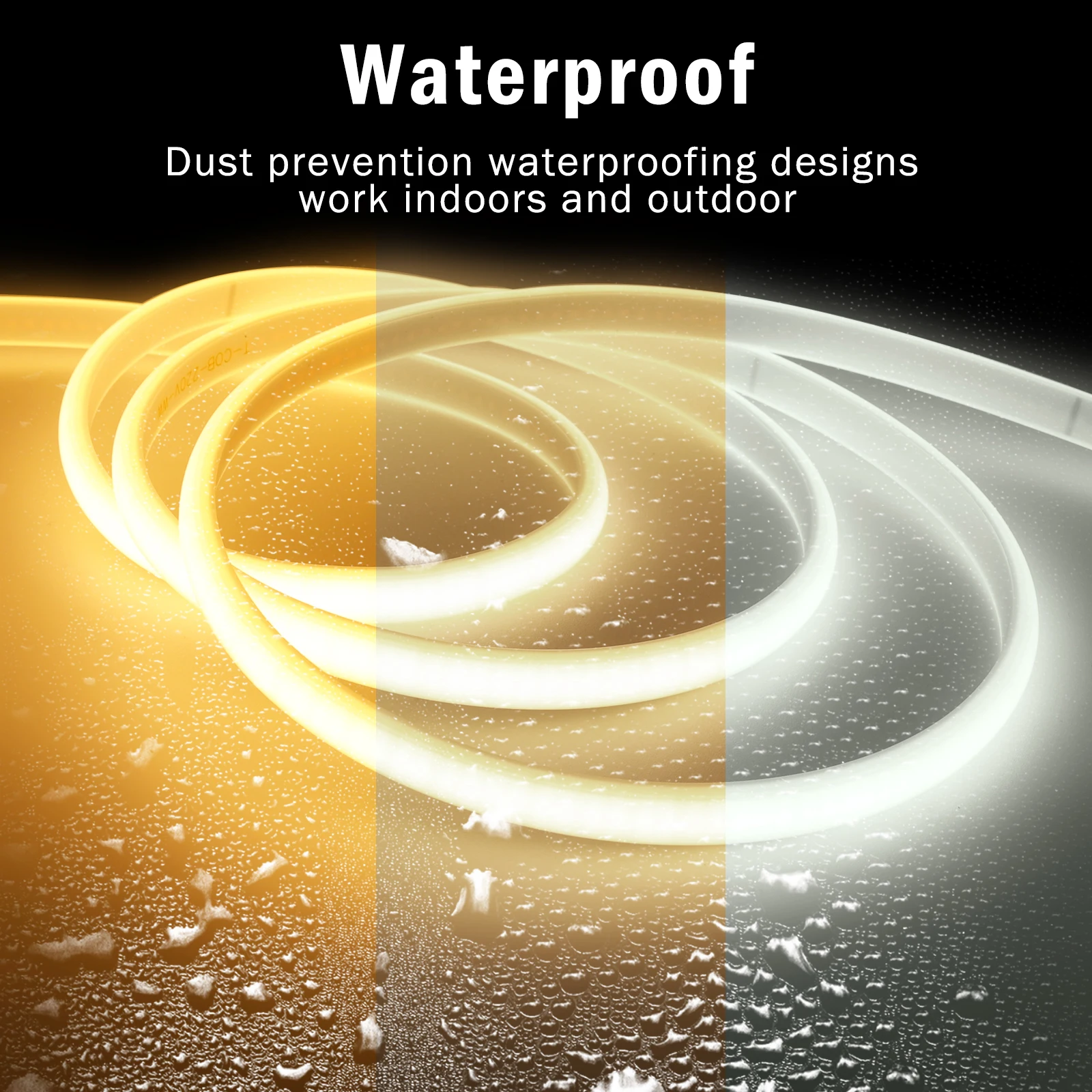 Tira de luz de neón LED COB de 220V con Control de encendido y apagado 288LEDs/m cinta Flexible impermeable para exteriores RA90 cálida/Natural/blanca de alto brillo - imagen 4