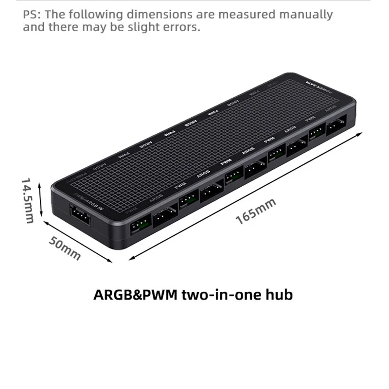 Coolcirc HC-10P Controlador de concentrador ARGB y PWM 2 en 1, 1 a 10 puertos, montaje magnético, para sistema de iluminación y refrigeración de ventilador con cubierta de PC - imagen 5