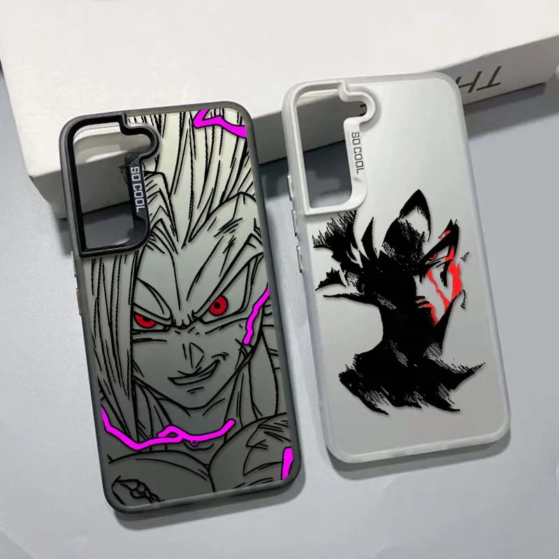 D-Dragon Ball Cool Son Goku Art para Samsung Galaxy S25 S24 S23 S22 S21 Ultra Plus funda plateada colorida para teléfono
