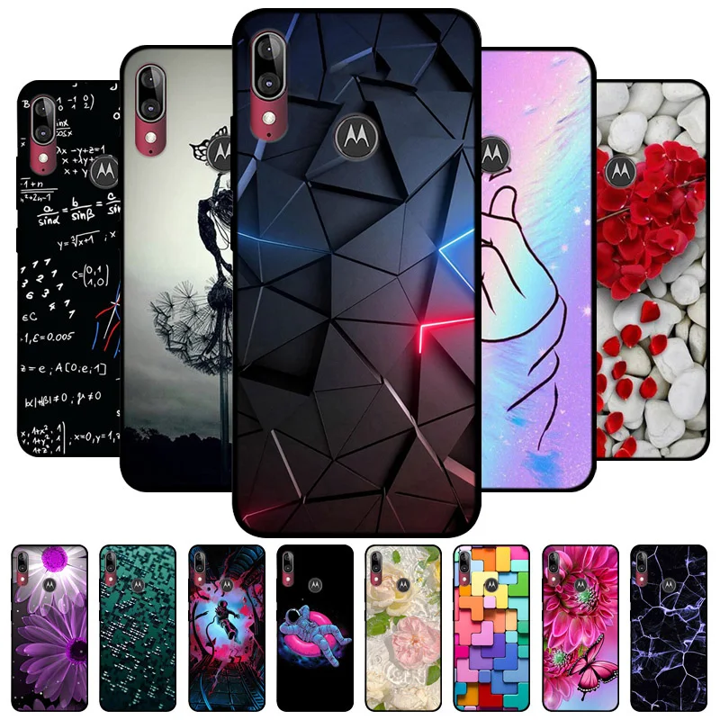 Para Moto E6 Plus Funda de lujo de silicona negra suave funda trasera de teléfono para Motorola Moto E6 Play MotoE6 Plus Funda Coque Funda