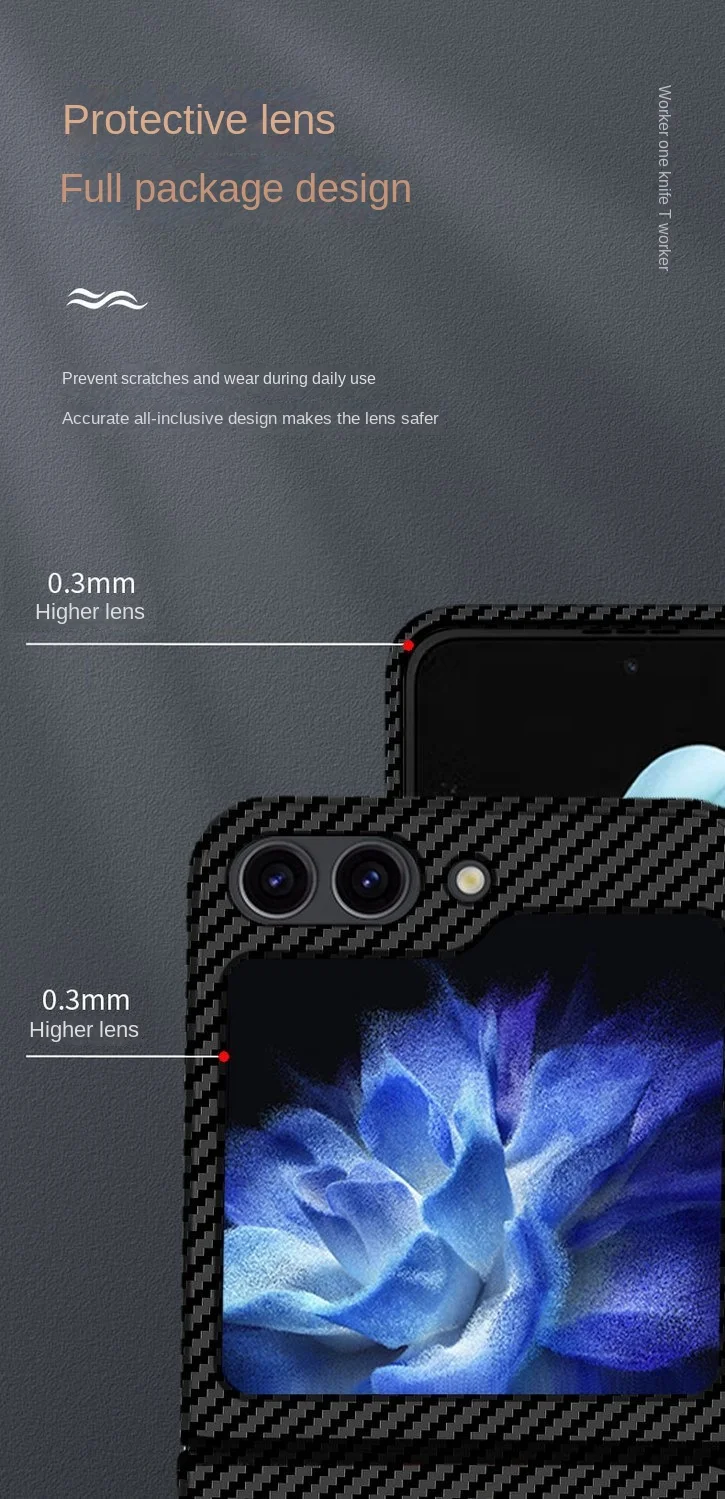 Para Samsung Galaxy Z Flip 5 4 3 funda dura de fibra de carbono delgada funda protectora trasera para Samsung Z Flip5 4 3 carcasa de teléfono - imagen 3