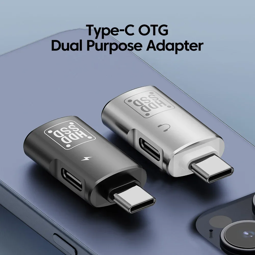 Adaptador 2 en 1 USBC a tipo C a USB OTG para IPhone 15 Pro Max Samsung auriculares TypeC macho a USB convertidor de conector de carga rápida - imagen 2