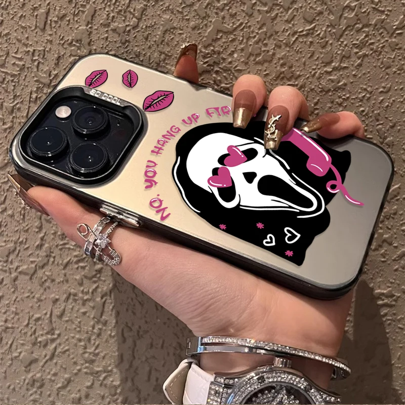 Funda de PC chapada para iPhone 17 Air 16 15 11 12 14 13 Pro Max XS X XR Plus 8 7 SE 2020 Scary Death Scream Ghost cubierta a prueba de golpes - imagen 5