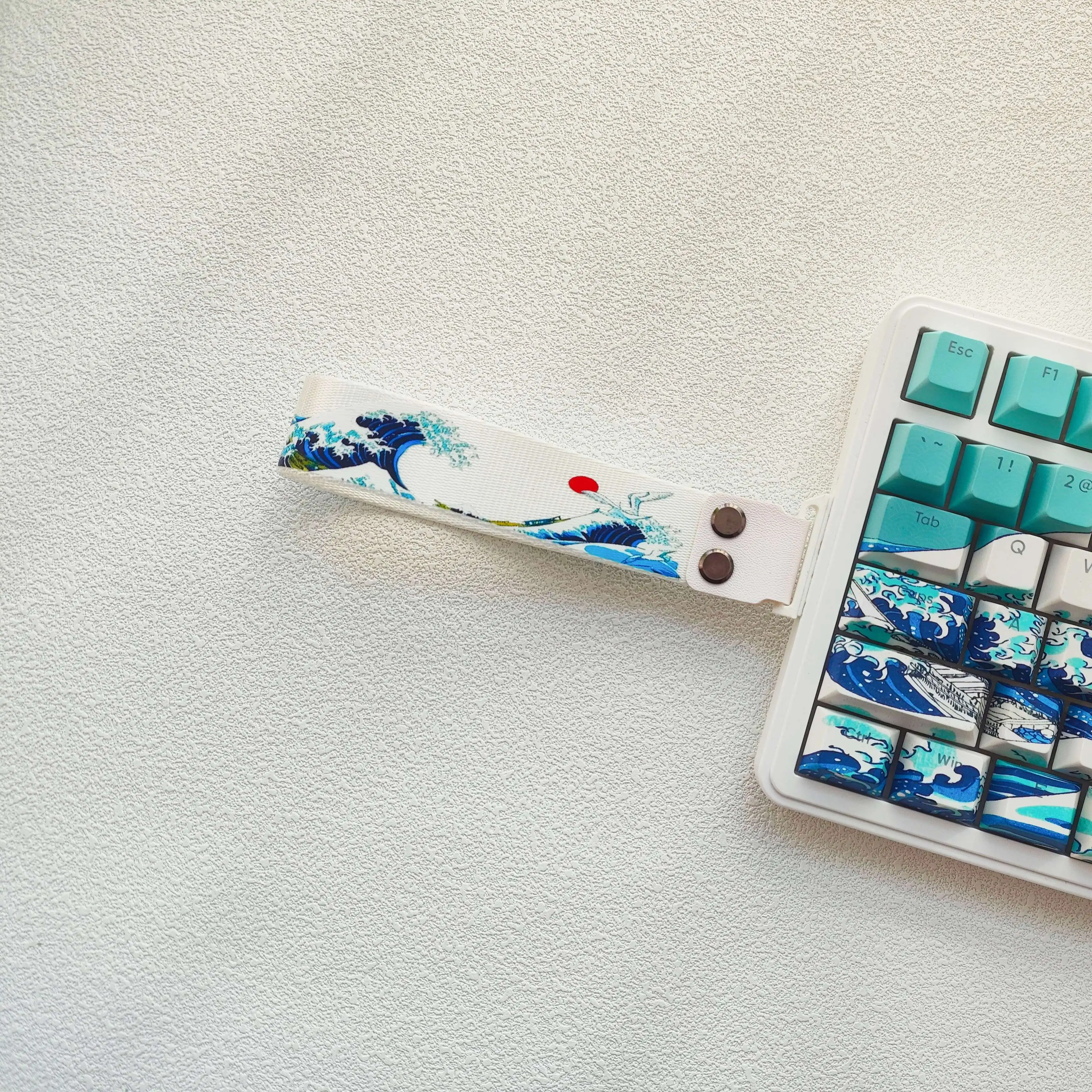 Accesorios para teclado Kanagawa, correa de cinta blanca Compatible con Wooting 60HE y ATK68, correa de nailon personalizada para teclado mecánico - imagen 3