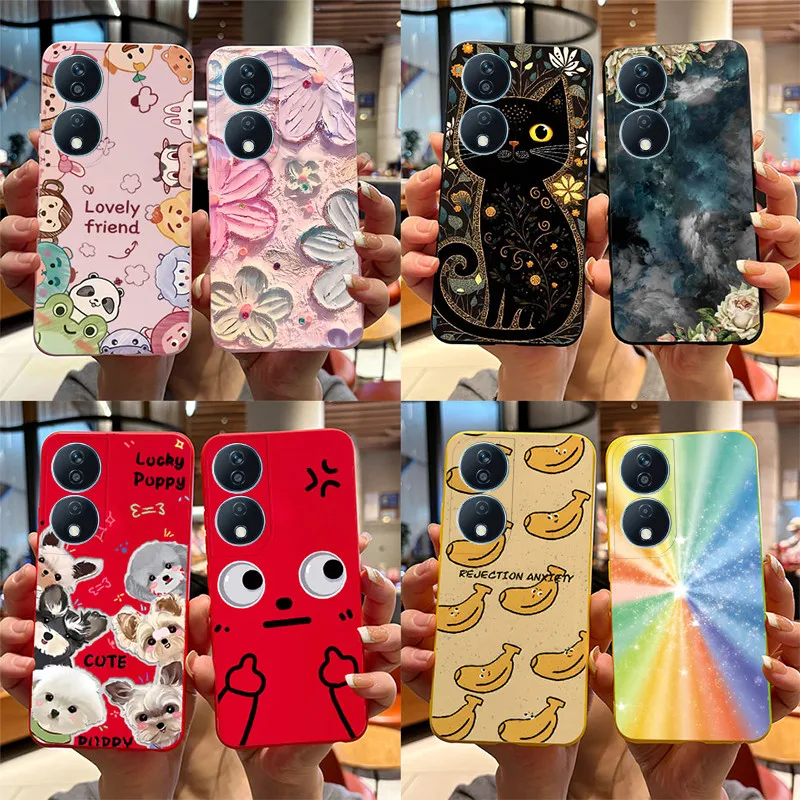 Para Honor 90 funda inteligente Honor 90 funda de teléfono inteligente lindo gato dibujos animados cachorro perro TPU funda protectora trasera de silicona en Honor 90 Smart