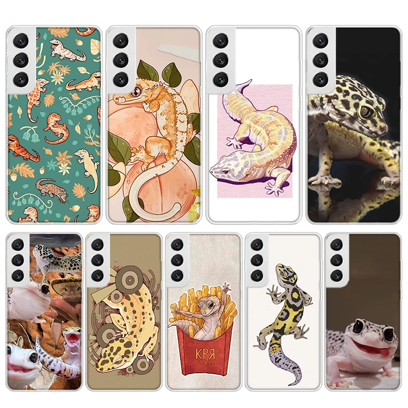 Funda de teléfono de silicona de lagartos Geckos para Samsung Galaxy S23 S24 S25 Ultra S21 Plus S20 FE S22 S10 + Funda de borde Galaxy S23 S24