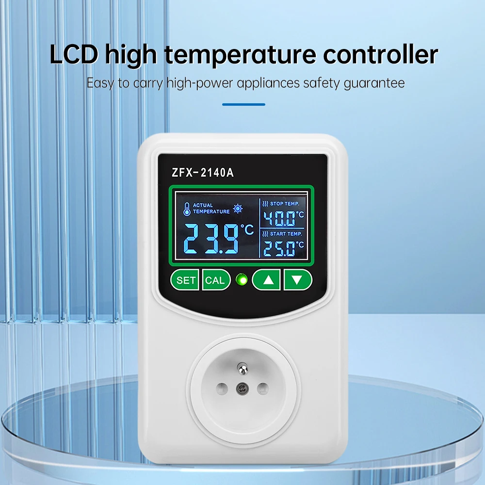 Controlador de temperatura ZFX-2140A con pantalla Digital LCD de alta potencia, enchufe europeo, termostato, SONDA DE Sensor NTC, 45 ~ 300 ℃ - imagen 5