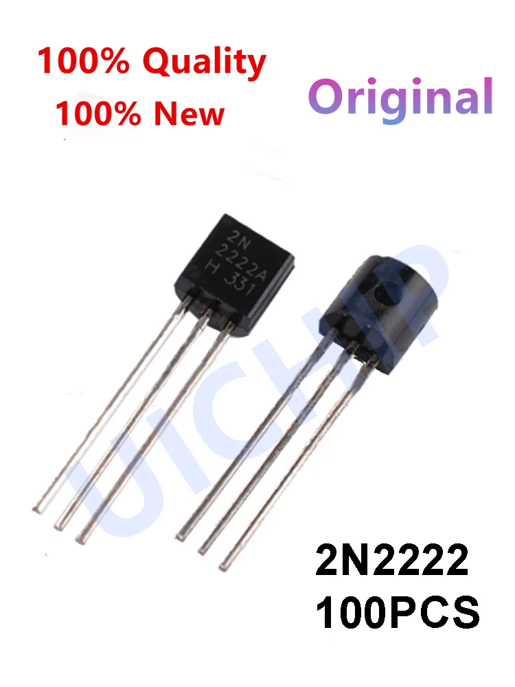 Transistores de conmutación 2N2222 TO-92, 40V, 0.8A, NPN, 100 piezas, originales, nuevos - imagen 3