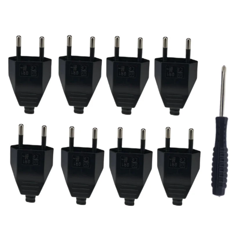 Adaptador de enchufe europeo con destornillador, conector de cable de extensión recargable de repuesto, 220 V, 2,5 A, 8 Uds.