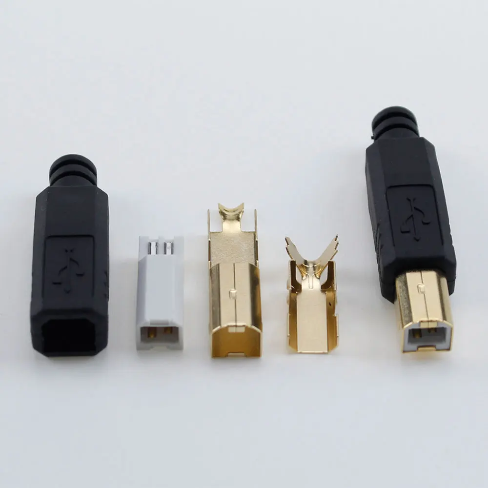 Puerto de impresora macho de 4 pines, conector adaptador de montaje de soldadura, USB 2,0 tipo B, 1 piezas, chapado en oro