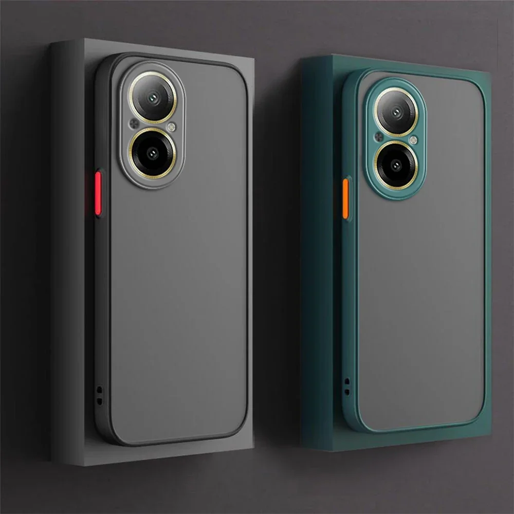 Funda mate con armadura a prueba de golpes para Realme C67 4G C65 C71 Note 70 , parachoques suave de TPU, cubierta dura transparente para PC, Capas en Realmi 15 12 Pro Plus C53