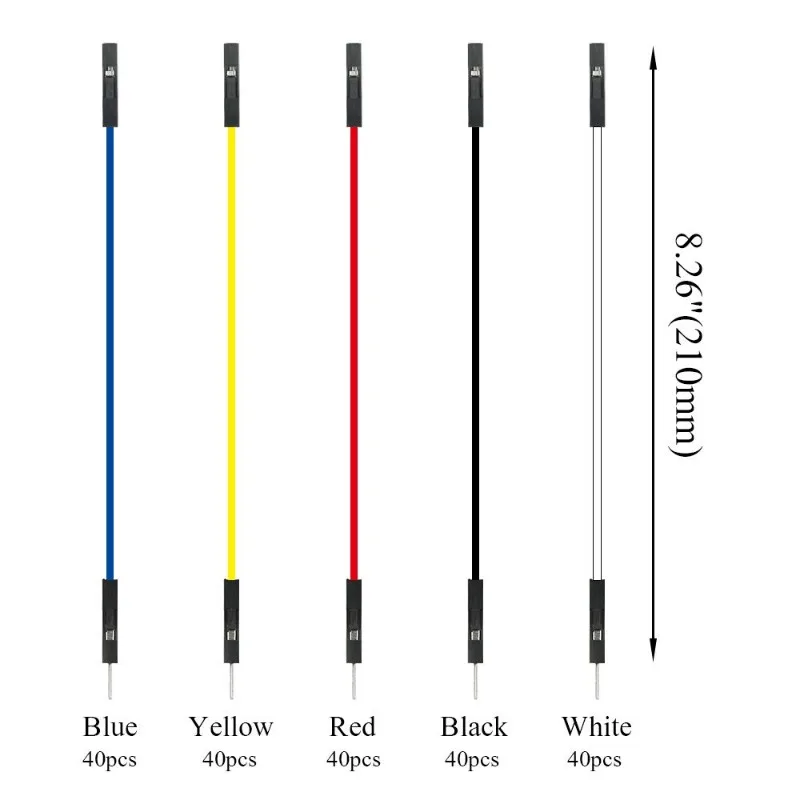Cable de puente de placa de pruebas hembra a macho, Motor sin escobillas de soldadura de PVC, doble extremo, Conector de estañado, 5 colores, 1pin, 20CM, 200 piezas - imagen 3