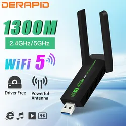 Adaptador USB WiFi AC doble banda con antena para PC y portátil