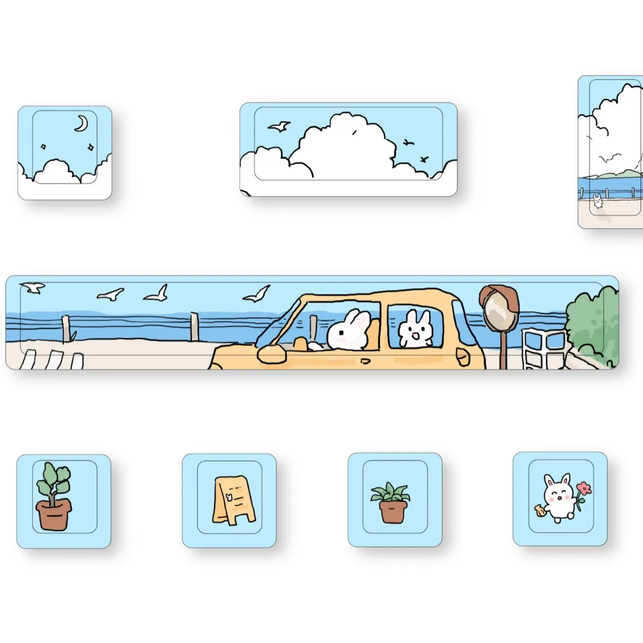 ZUOYA-teclas adicionales personalizadas con tema bonito, juego de 8 piezas, teclado mecánico de altura Original con sublimación térmica de 5 caras - imagen 3