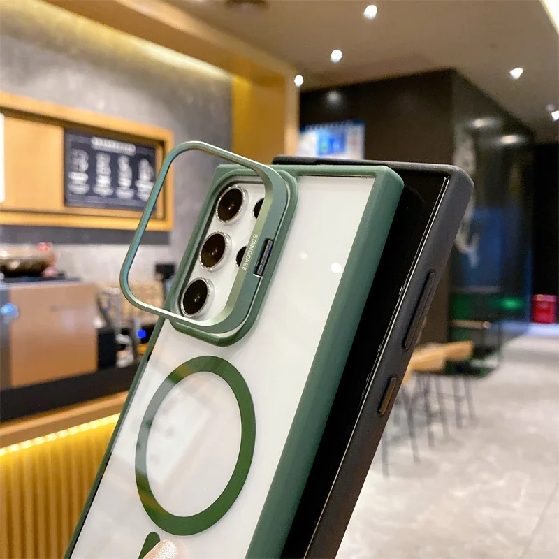 Funda magnética con soporte para lente de cámara Magsafe Samsung Galaxy S25 Ultra S24 Plus S23 FE S24 + S25 + S25Ultra Mac cubierta segura con soporte - imagen 2