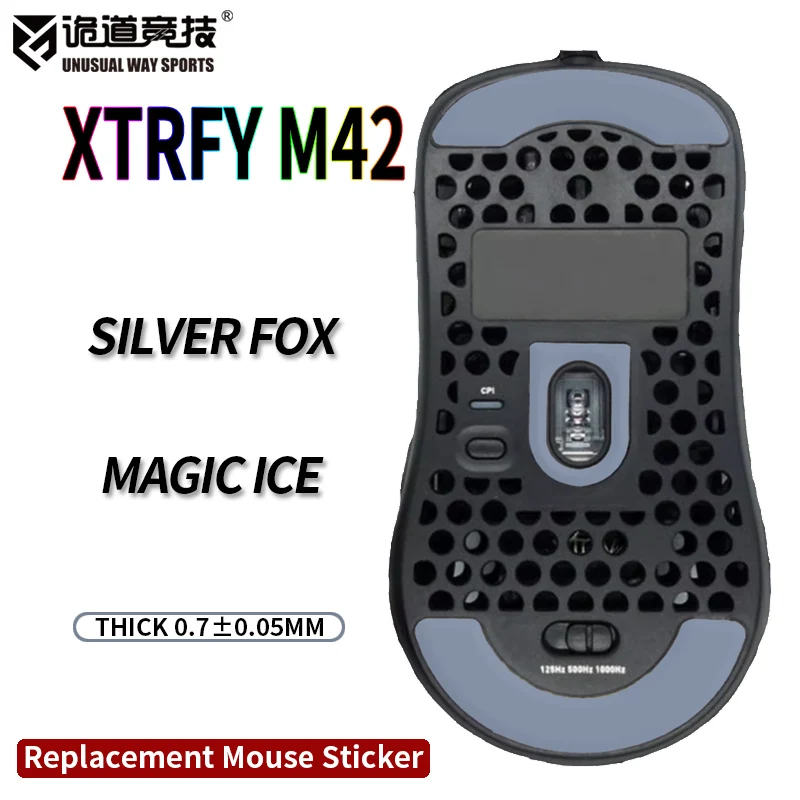 InusualWaySports Patines de ratón Pies Xtrfy M42 Superficie curvada PTFE Anti colapso Magic Ice Silver Fox - imagen 2