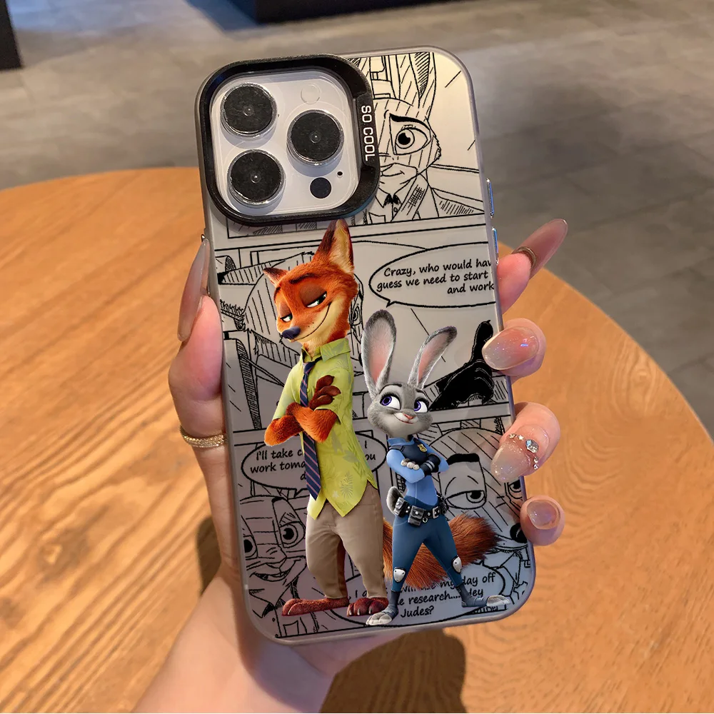 Nueva película Zootopia funda de teléfono para iPhone 17 16e 16 15 14 13 12 11 mini Pro Max X XR XSMAX 8 7 Air Plus cubierta mate anticaída - imagen 3