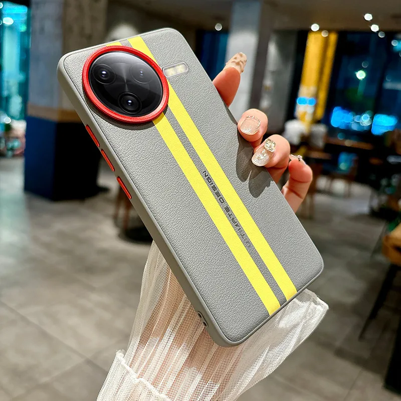 Para Xiaomi POCO F7 Pro, F7 Ultra funda ELVEV pista amarilla sensación de piel PU funda dura para teléfono de PC - imagen 4