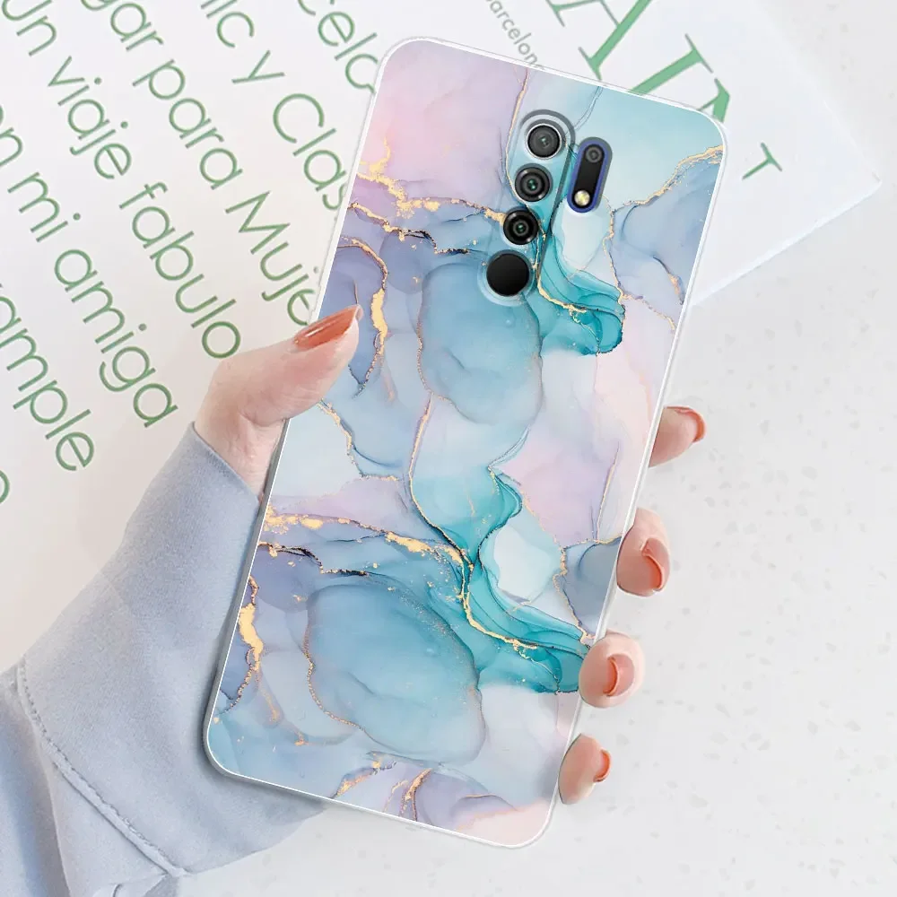 Para Xiaomi Redmi 9 funda de 6,53 pulgadas para Redmi 9 acuarela mármol transparente silicona suave TPU funda para Redmi 9 cubierta parachoques trasero - imagen 4