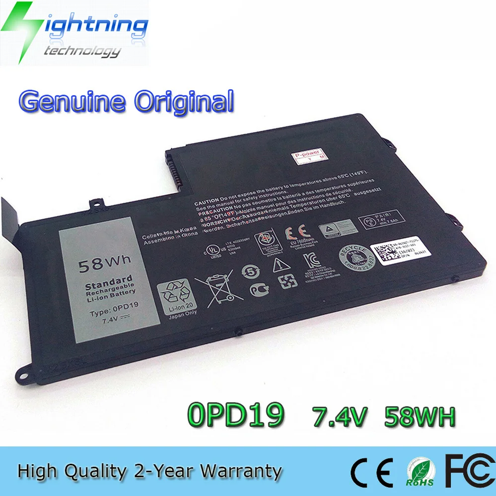 Batería genuina para ordenador portátil 0PD19 7,4 V 58Wh para Dell Inspiron14 15 5445 5447 5448 5547 5548 Latitude 3450 3550