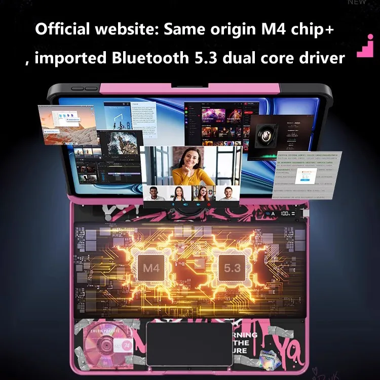 Funda con teclado con panel táctil para IPad 11. a generación A16 2025 7a 8a 9a generación 10,2 Pro11 Air5 Air4 10,9 Air6 10.9 funda retroiluminada con Bluetooth - imagen 5