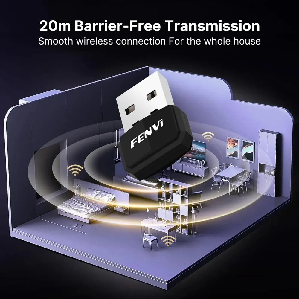 Fvi-adaptador Dongle USB Blue-tooth 5,4, controlador inalámbrico gratis para PC, ratón, teclado, música, tarjeta de Audio, receptor, transmisor y altavoz - imagen 4