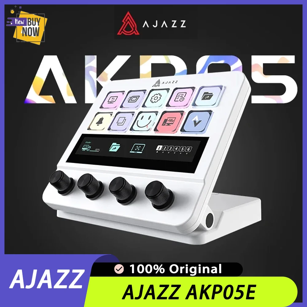 Ajazz AKP05E Teclado mecánico de escritorio USB Mini Macro teclado Multimedia multifunción StreamDock controlador de ordenador portátil Gaming