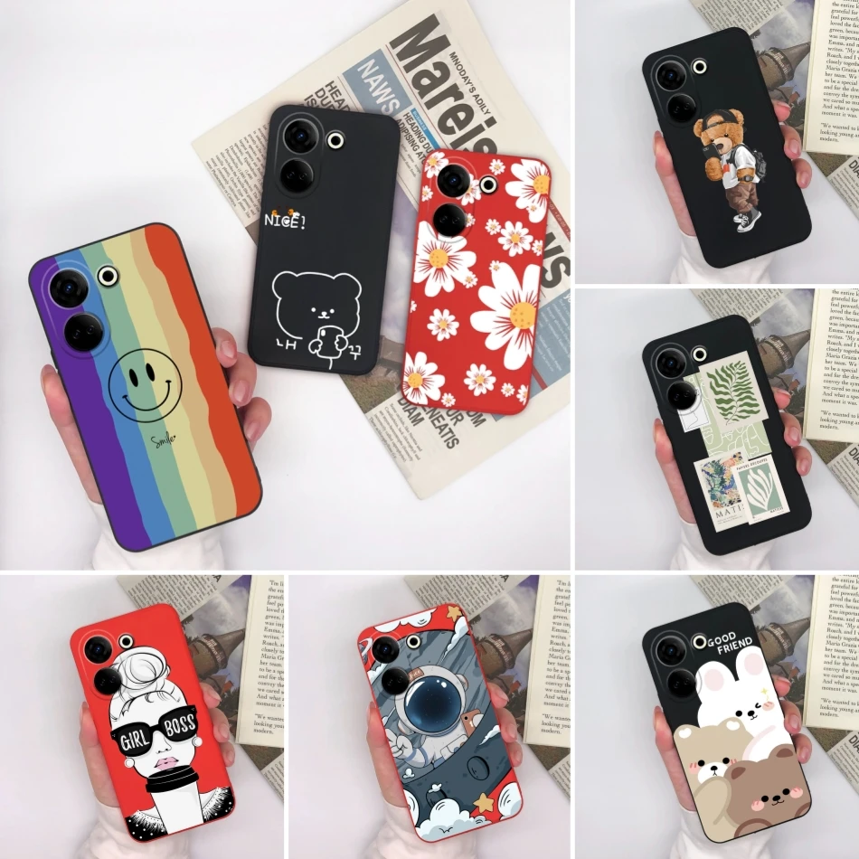 Funda de teléfono para Tecno Camon 20 Pro 4G 5G, carcasa de dibujos animados creativa, cubierta trasera protectora de silicona mate para Camon20 20Pro, regalo