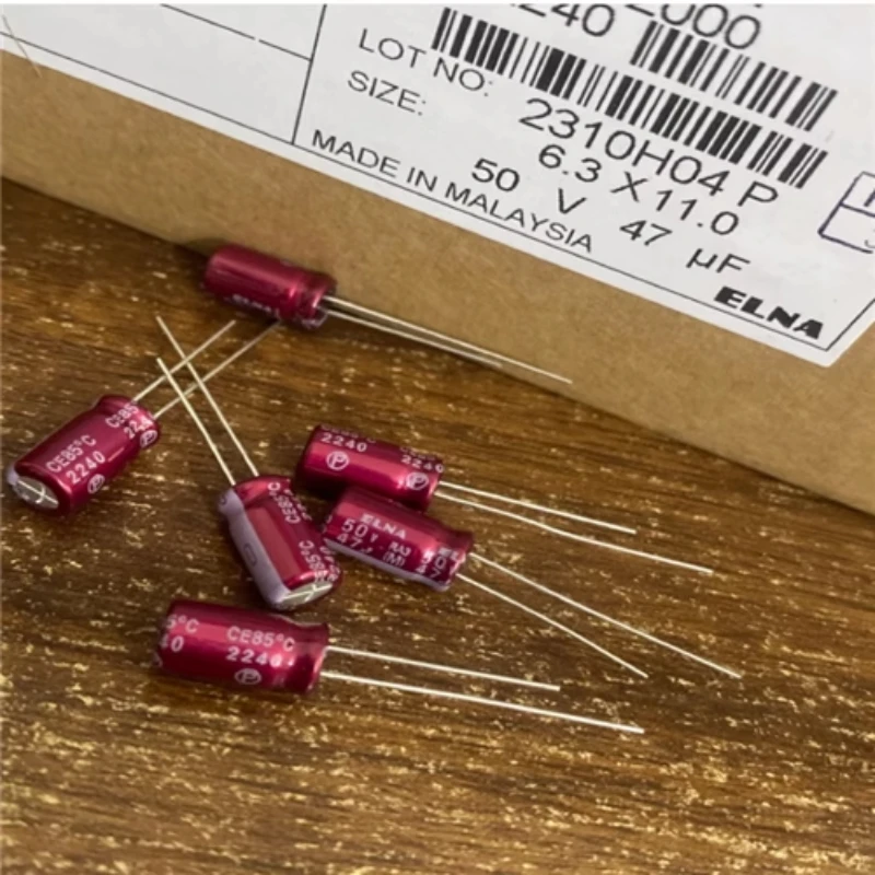 10 uds/50 Uds ELNA 47UF/50V serie RA3 6*11mm 50V47UF paso = 2,5mm condensador electrolítico de aluminio de Audio rojo púrpura