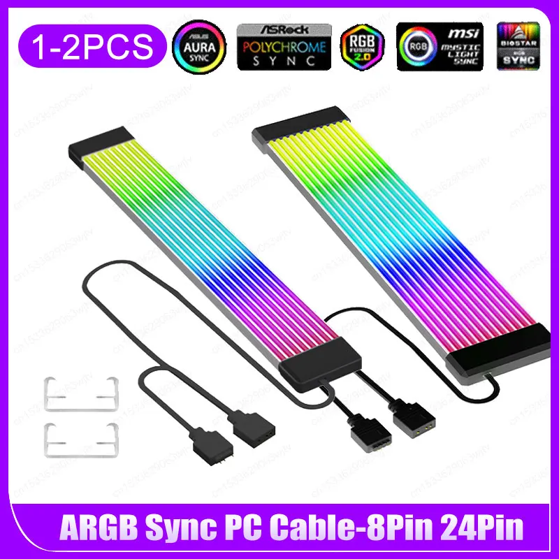 Cable de GPU RGB de 5V, 3 pines, 8 pines, 24 Pines, PSU, RGB, extensiones de Cable, tira de luz LED Flexible, Kit de bricolaje para fuente de alimentación de computadora