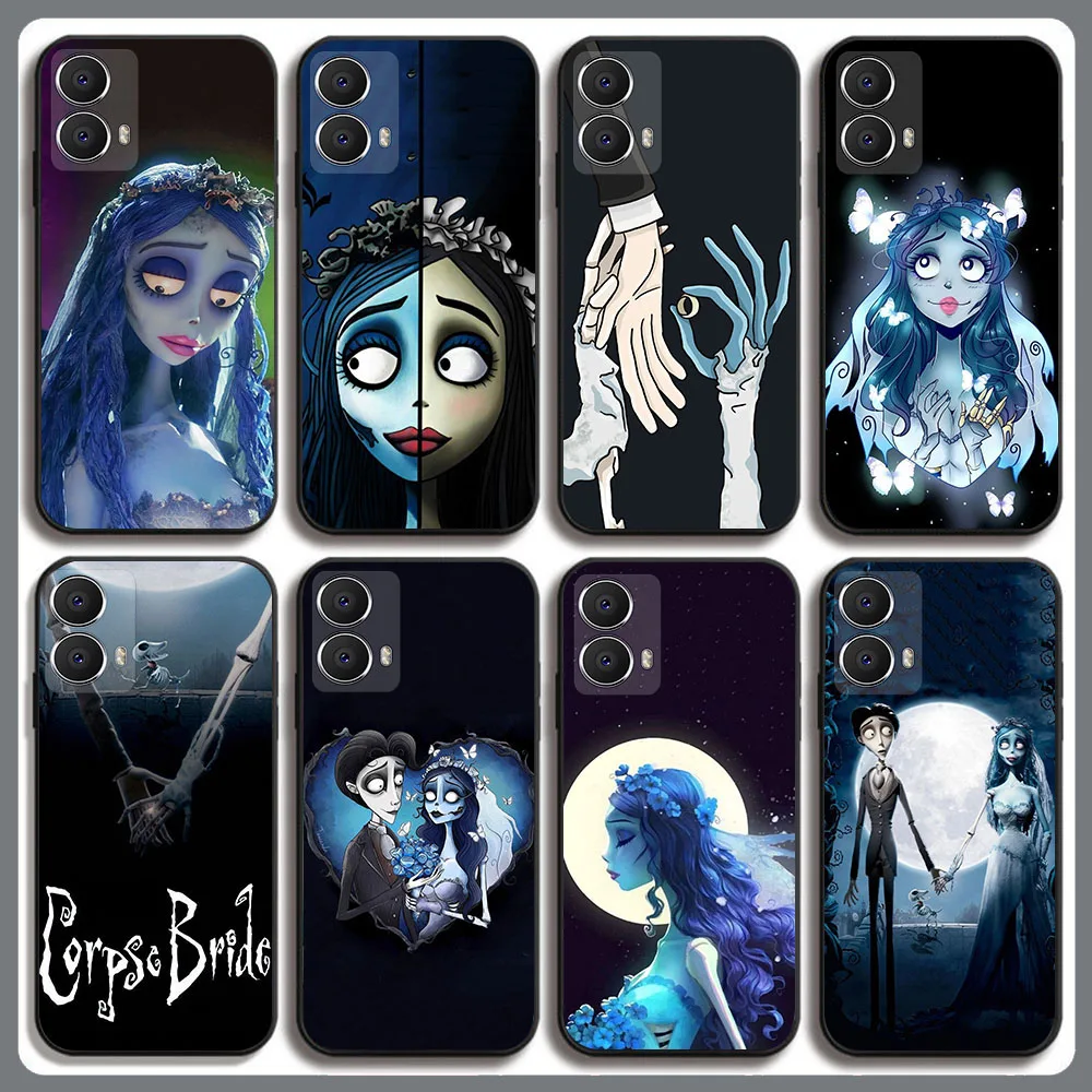 BD-20 funda negra de novia cadáver para Moto G24 G34 G14 G05 E14 G45 G04s E15 G35 G04