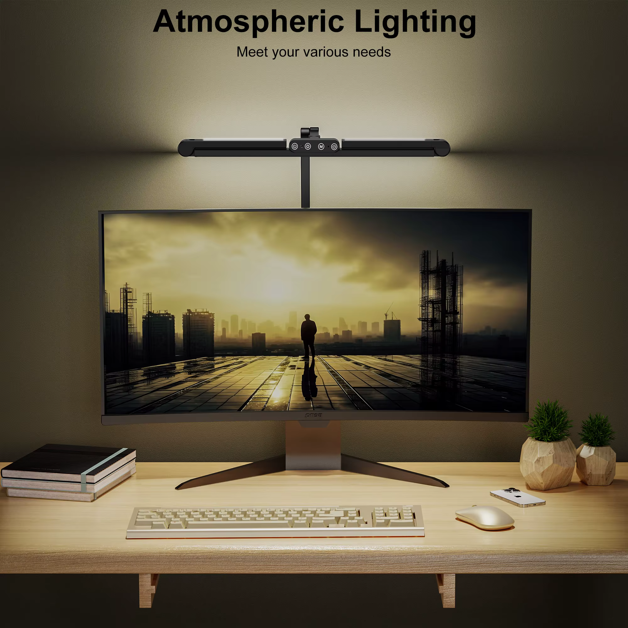 Lámpara de escritorio Led con abrazadera, lámpara de escritorio de Architect para la oficina en casa con iluminación de Ambiente, luz de escritorio de atenuación automática ultrabrillante de 24W - imagen 5