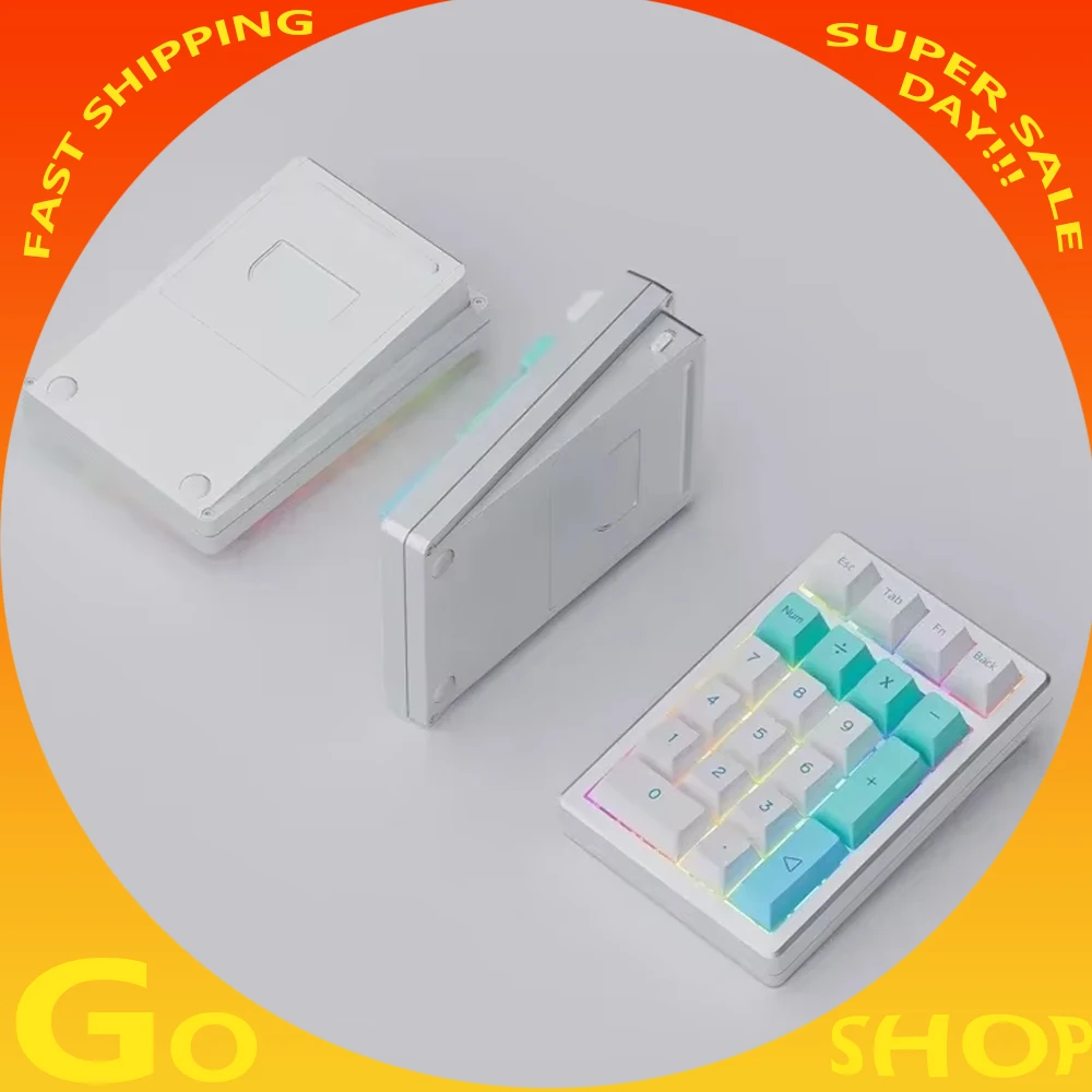 Keycool-Mini teclado mecánico K21MAX de aleación de aluminio, inalámbrico, tres modos, teclado numérico RGB, intercambio en caliente, PBT, regalos de oficina