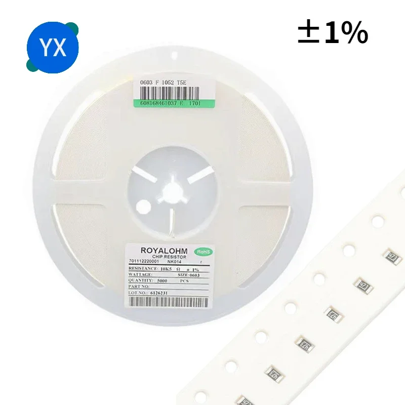 Resistencia SMD 5000 de precisión, 0603 ohm ~ 10M ohm, 1K, 1% K, 10K, 2,2 K, 100K, 10, 4,7, 100, 150, 220 ohm, 1R, 10R, 100R, 150R, 220R, 330R, 470 Uds.