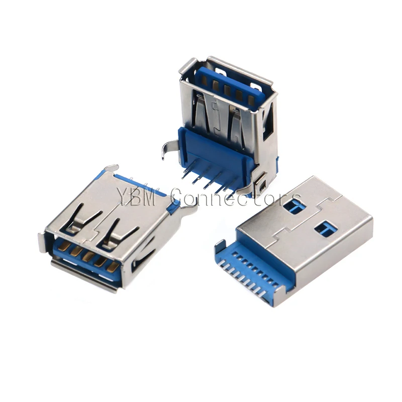 Conector USB 3,0 de 5 piezas, terminal de impresora de interfaz de alta velocidad, tipo A hembra, tipo B, AF, inserción lateral de 90 grados, 3,0 grados, 180 - imagen 3