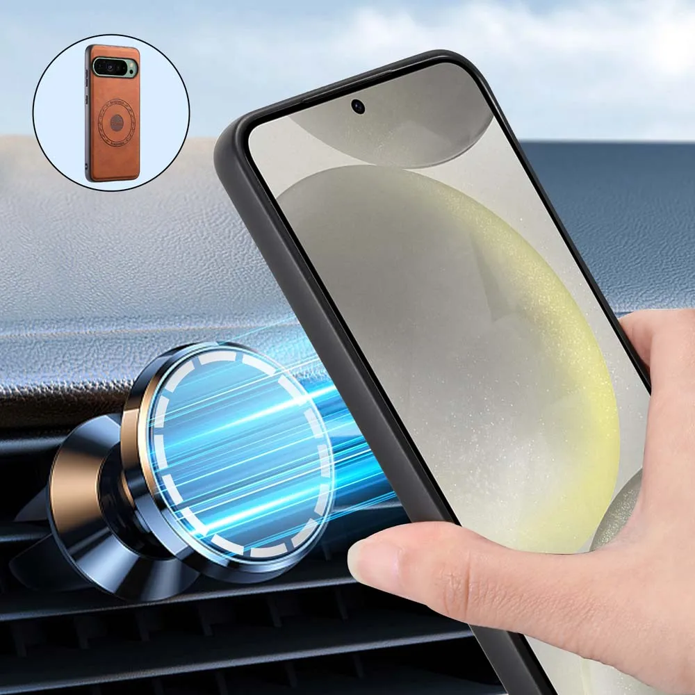 Funda de teléfono de cuero Retro para Google Pixel 9 8 7 6 Pro XL 8A 6A 7A soporte magnético de coche a prueba de golpes funda de carga inalámbrica Mag-safe - imagen 5