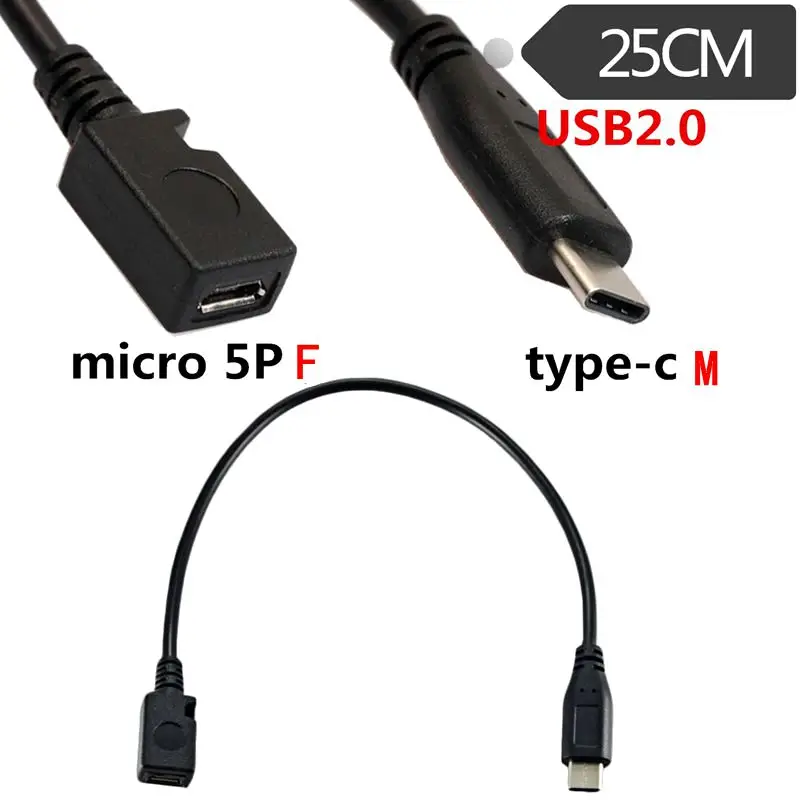 Cable adaptador de datos de teléfono tipo C macho a Mini 5 pines hembra Micro 5 pines hembra Cable de datos USB 3.1 - imagen 2