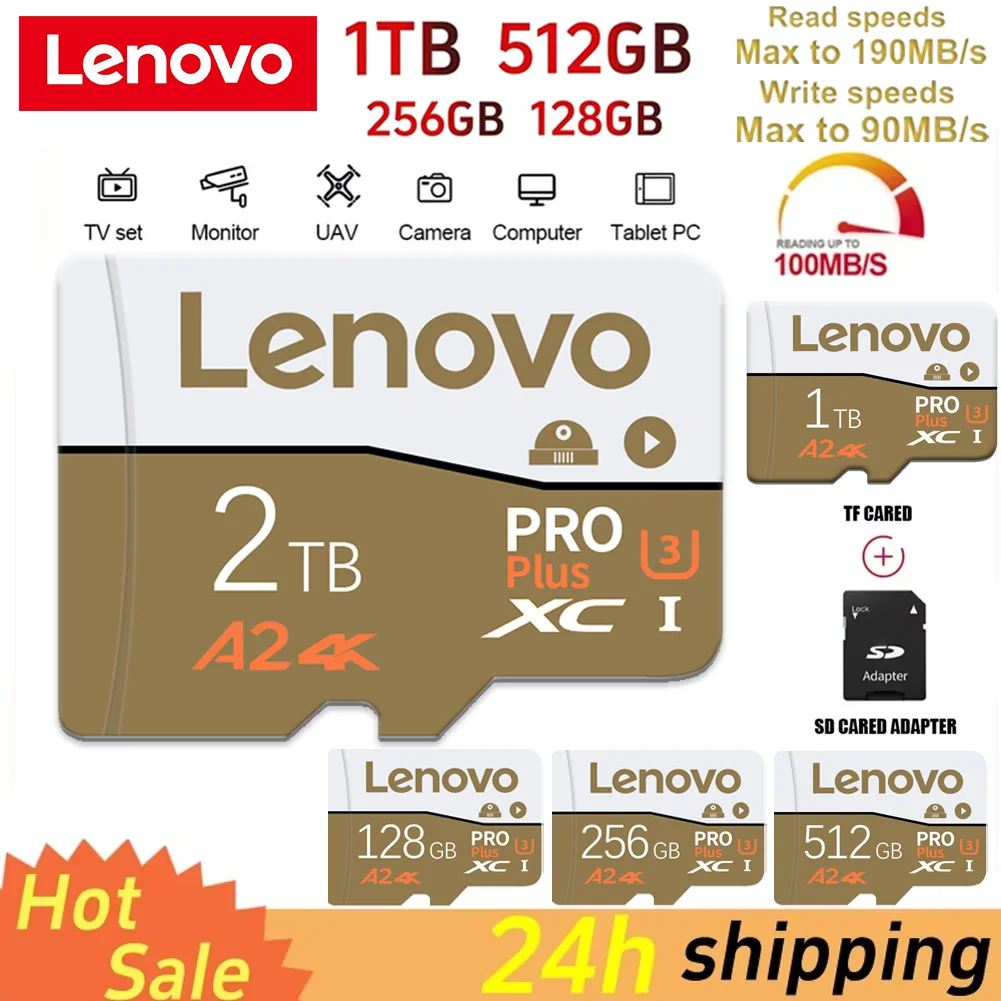 Tarjeta SD Original Lenovo 2TB 128GB Clase 10 V60 tarjeta TF 1TB Mini tarjeta de memoria 512GB 256GB A2 U3 Micro tarjeta 2TB tarjeta TF de alta velocidad