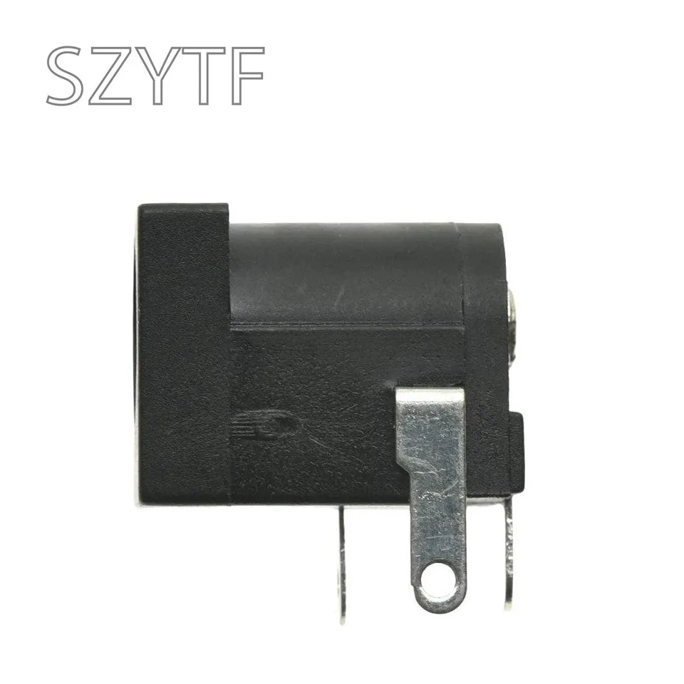 Conector de alimentación de CC negro, 10 piezas, 5,5x2,1 MM, DC-005, conectores de CC, tipo barril, ángulo recto, Terminal de montaje PCB
