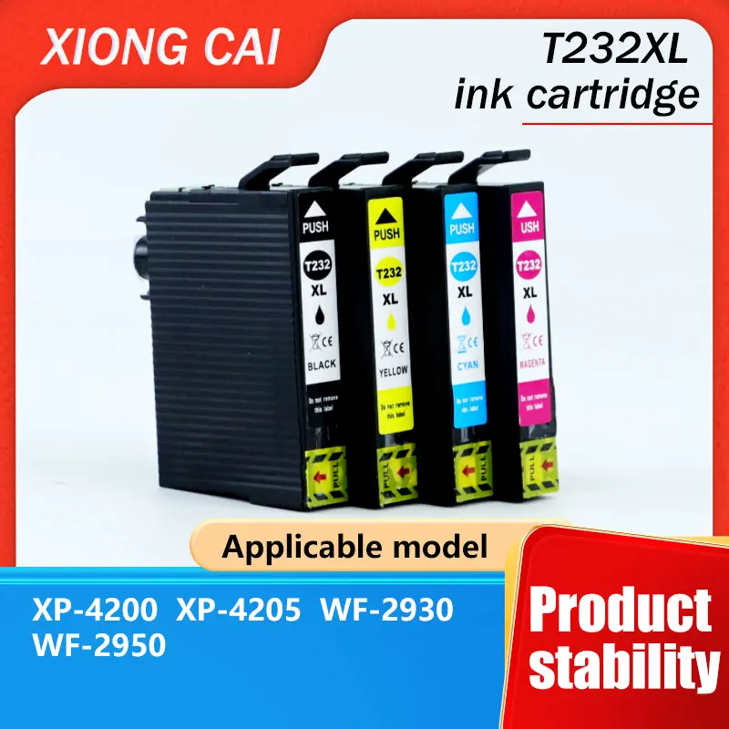 ¡Adaptación norteamericana! Juego de cartuchos de tinta multicolores Epson T232XL, compatible con impresoras XP-4200/4205 WF-2930/2950