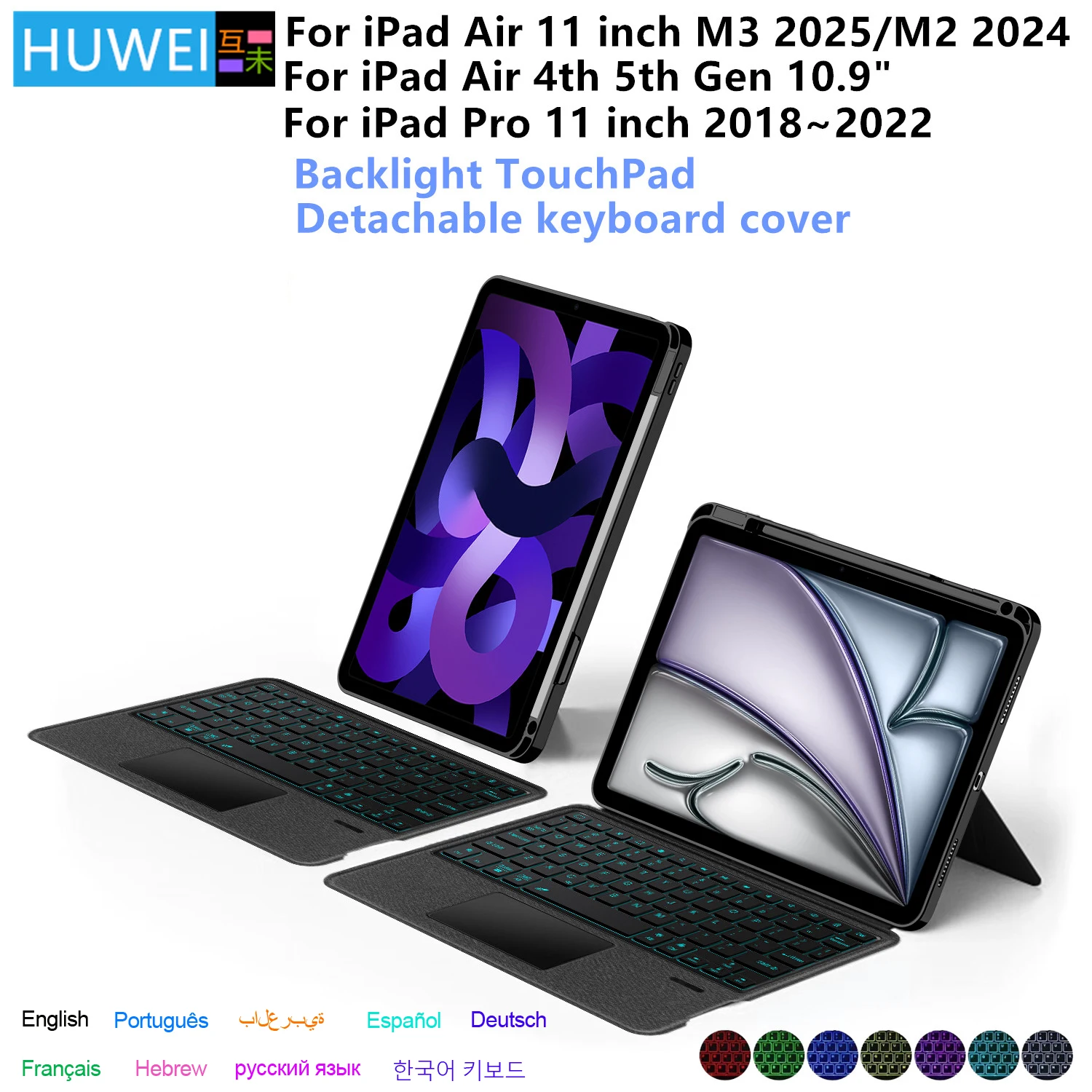 Magic Keyboard Folio para iPad Air 11 pulgadas M3 2025 M2 Air 4 5 Pro 11 "funda para teclado de tableta cubierta de libro desmontable Trackpad retroiluminado - imagen 2