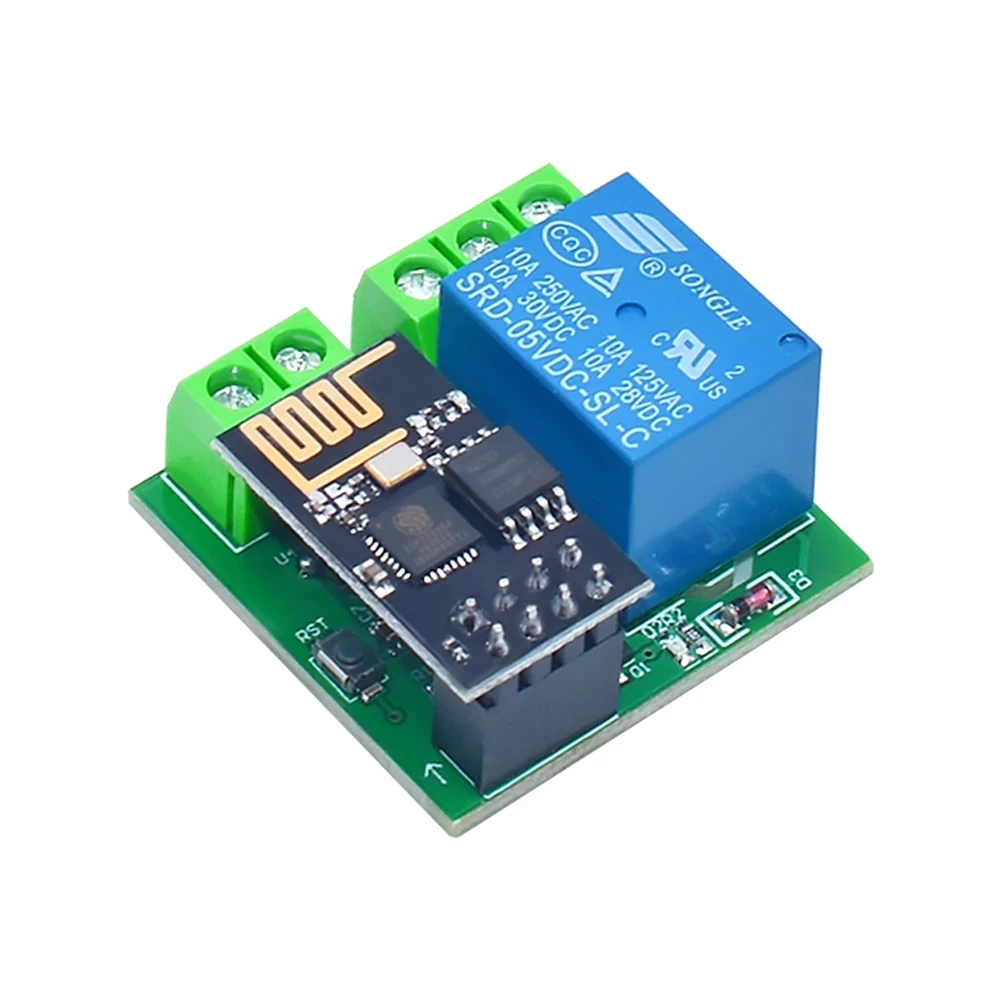 Módulo de relé WIFI de doble canal ESP8266 ESP-01 DC5V con indicador de relé y botón de Reinicio relé de 2 canales Boad Control de bajo nivel - imagen 3