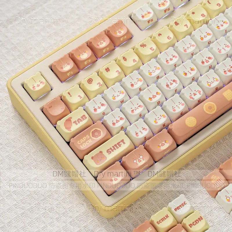 Teclas con tema de osito, juego de teclas bonitas, tapa de tecla PBT, regalo personalizado, tapa de teclado mecánico de sublimación EAO - imagen 5