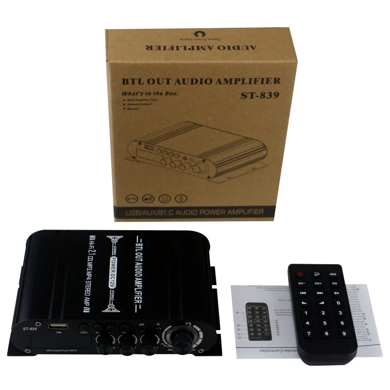 Woopker amplificador de Audio ST-839 25W * 2 + 40W 2,1 canales BT 5,0 amplificador de potencia estéreo amplificador de sonido portátil coche cine en casa - imagen 5
