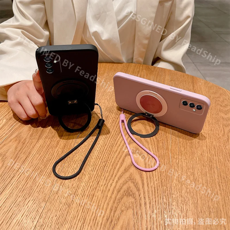 Funda de teléfono con soporte magnético para Samsung Galaxy M51 M53 M55 M35 M34 M33 funda suave de silicona M21 M31 M15 M14 M13 con soporte - imagen 2