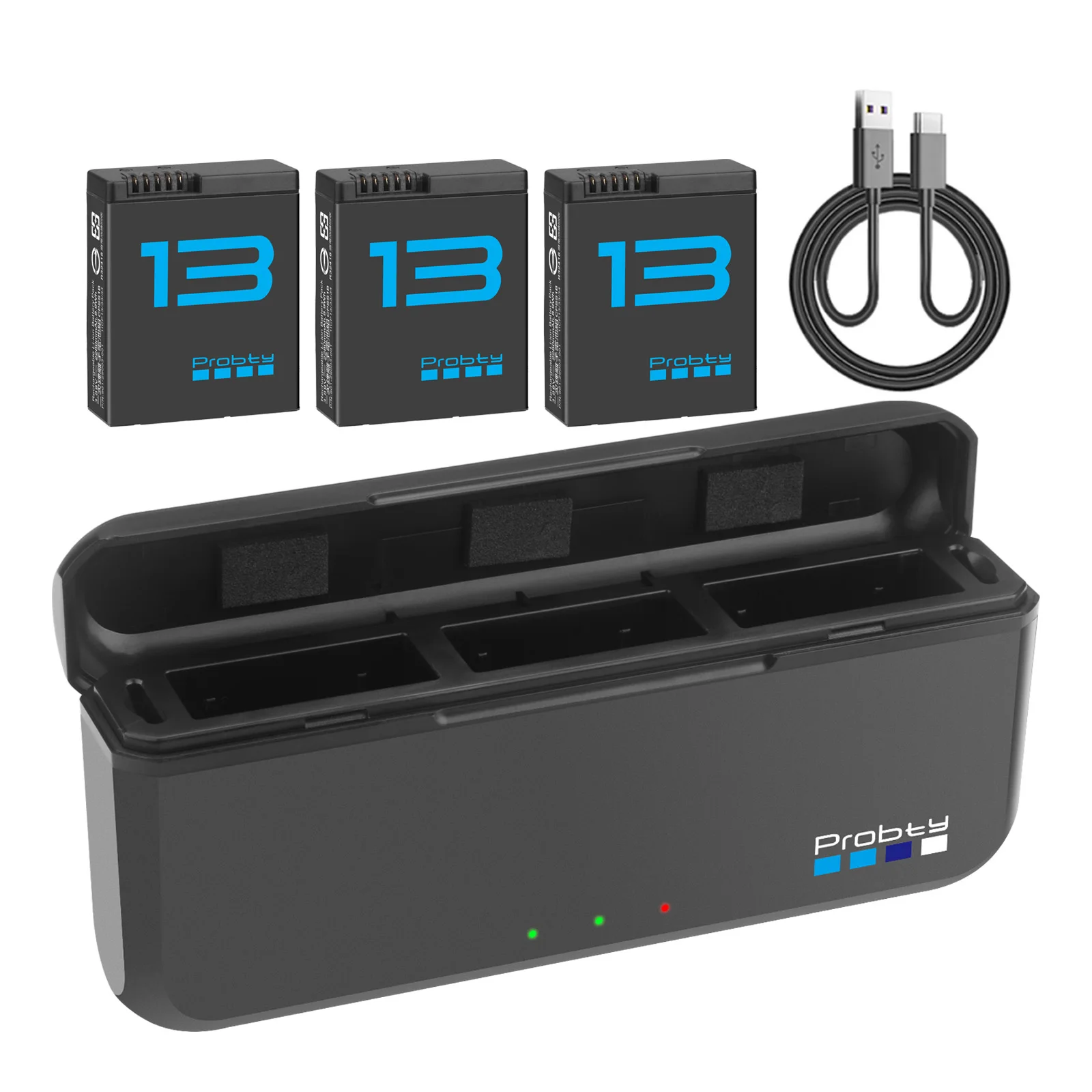 Batería Endurence de 2280mAh para GoPro Hero 13, batería de baja temperatura, 3 ranuras, caja de cargador de almacenamiento de tarjeta TF para Gopro 13
