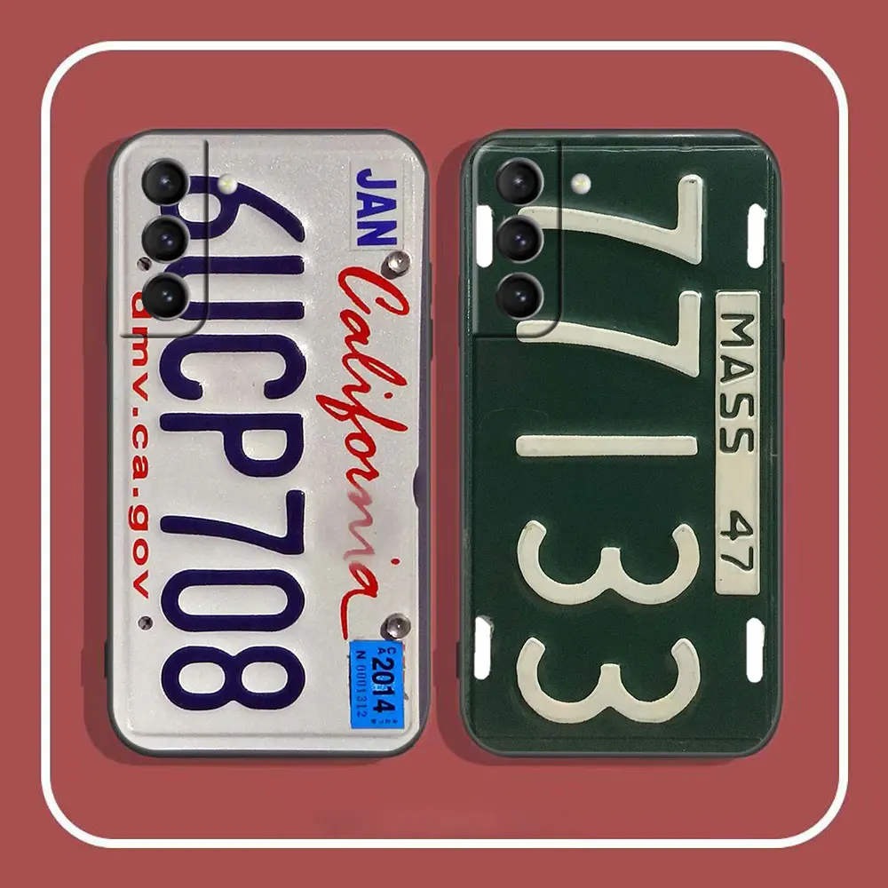 Funda de teléfono Retro divertida con número de matrícula para Samsung Galaxy S24 S23 S22 S21 S20 Ultra 5G Fe S10 S10E S9 Plus Lite - imagen 3